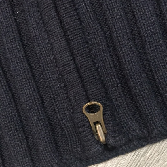 Denim & Co Black Zippers Front Black Cable Knit and Suede Cardigan Sweater - Picture 6 of 11